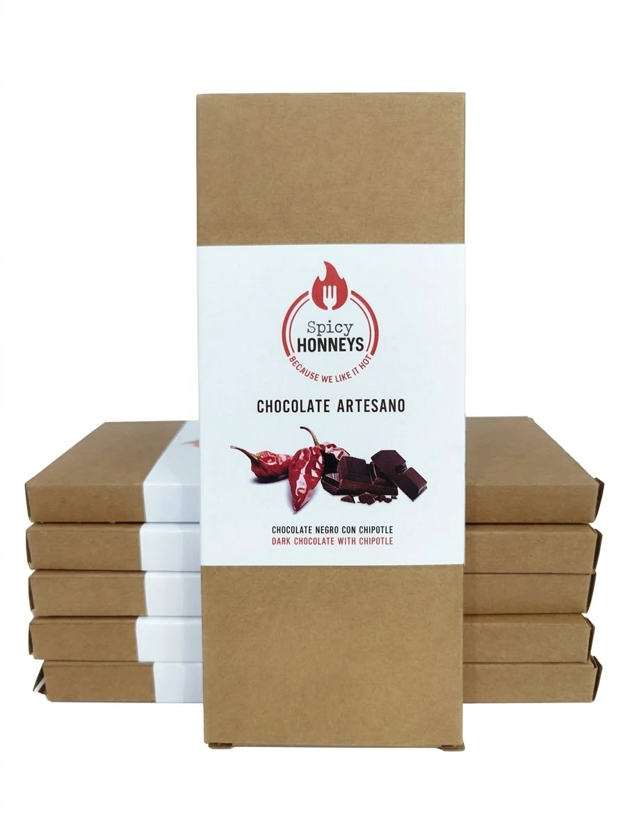 Tableta De Chocolate + Chipotle - Cacao 70% 100 G - Spicy Honneys