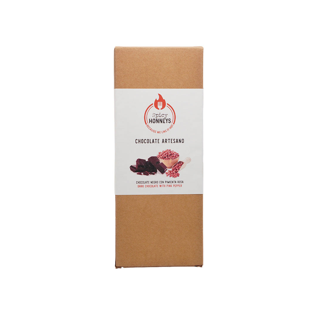 Tableta De Chocolate + Pimienta Rosa - Cacao 70% 100 G - Spicy Honneys
