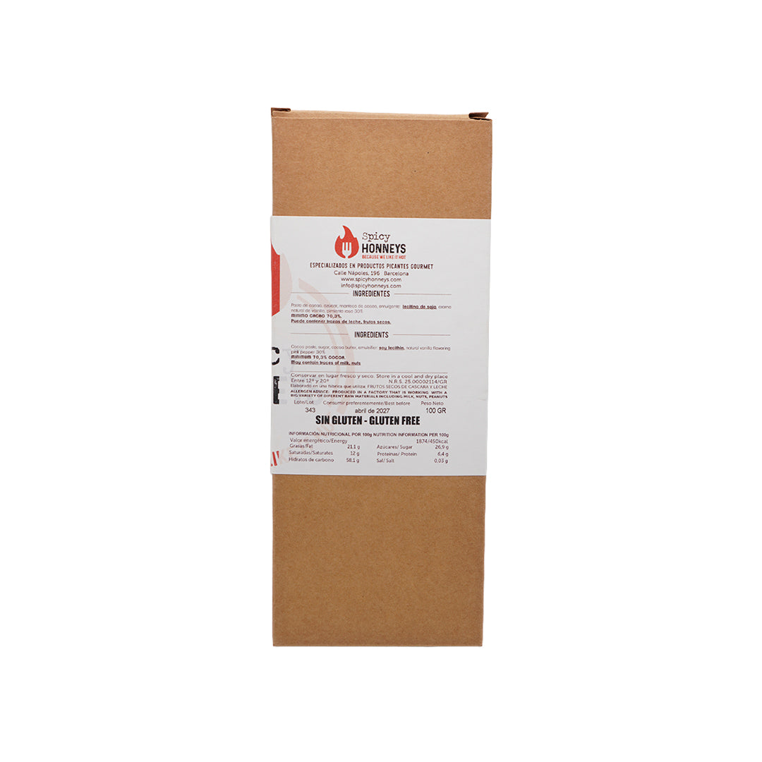 Tableta De Chocolate + Pimienta Rosa - Cacao 70% 100 G - Spicy Honneys