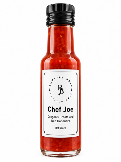 Dragon's Breath & Red Habanero Sauce 100 ml - Chef Joe Butvilu - vista frontal