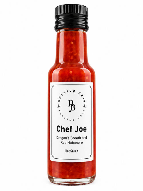 Dragon's Breath & Red Habanero Sauce 100 ml - Chef Joe Butvilu - vista frontal