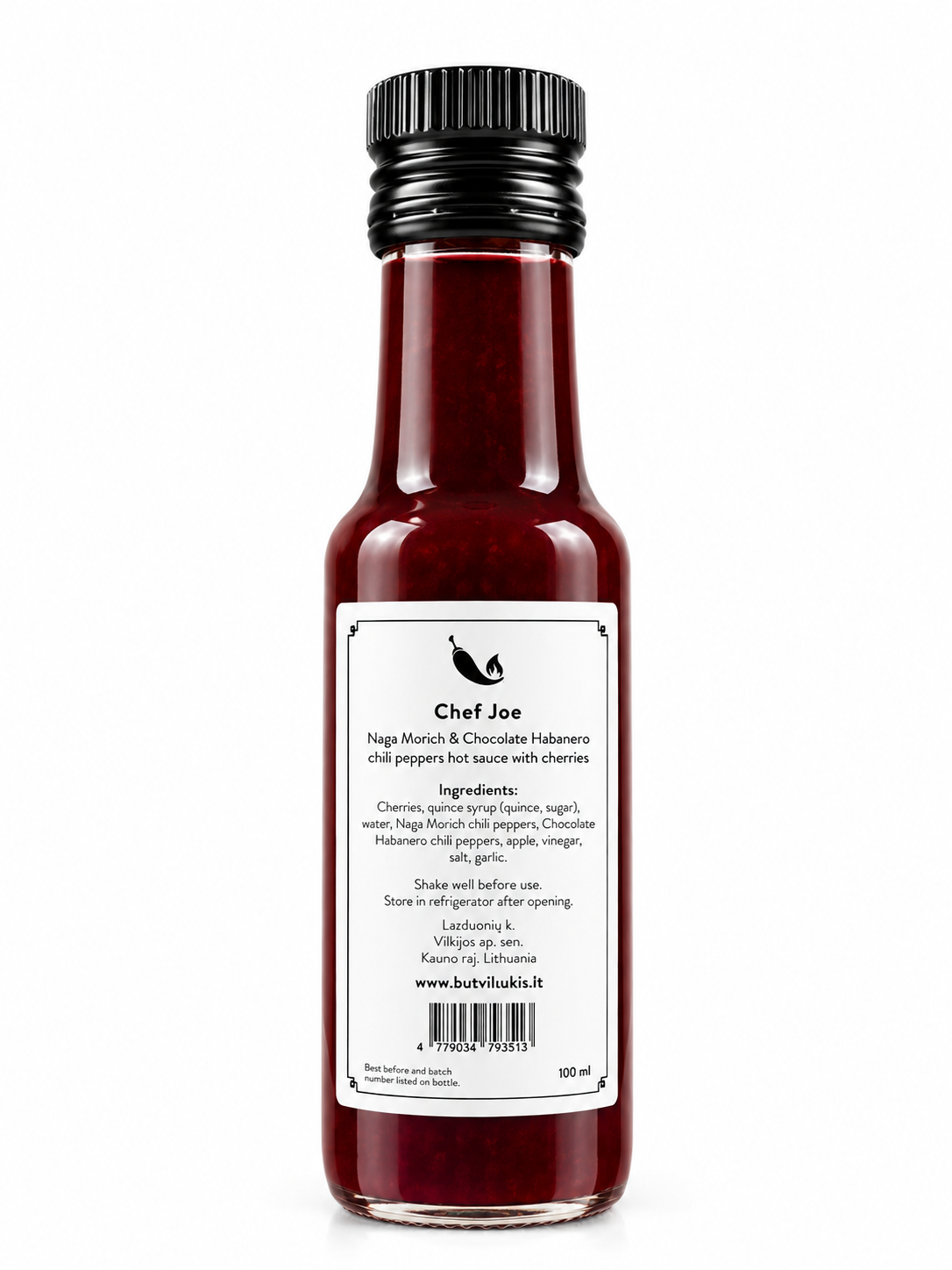 Naga Morich & Cherries 100 ml - Chef Joe Butvilu - etiqueta trasera